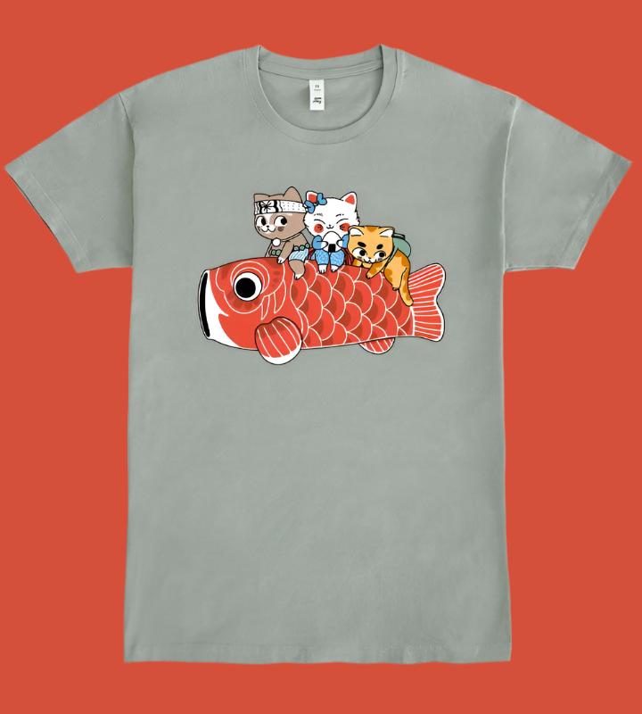 Tee "Catnip Koi Ride" • by TeeOreo