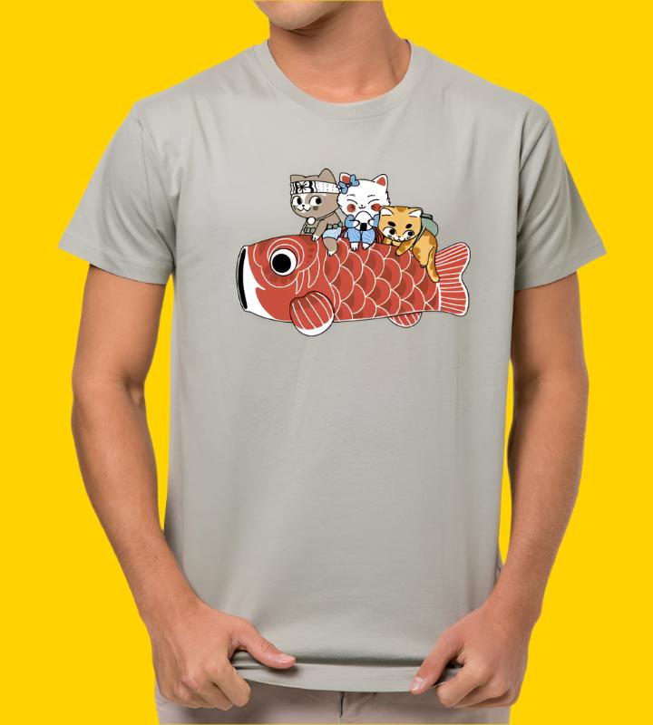 Tee "Catnip Koi Ride" • by TeeOreo
