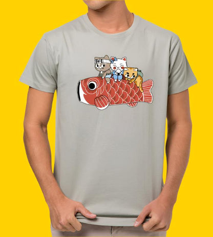 Tee "Catnip Koi Ride" • by TeeOreo